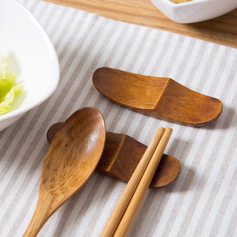 4 Pcs Natural Wood Chopsticks Rest Tableware Knife Forks Spoon