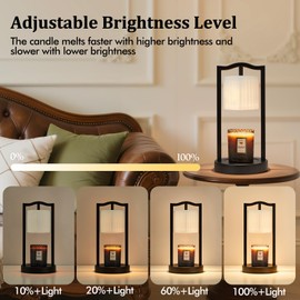 GyroVu Candle Warmer Lamp with Timer, 3-Level Dimmable Electric Candle Lamp with Linen Shade, 50W Wax Melt Warmer for Scented Wax, Gift for Women,Mom,House Warming & Home Decor
