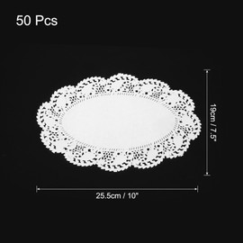 uxcell 50 Pcs White Lace Paper Doilies 7.5 x 10 Inch Oval Paper Doilies Tableware Disposable Paper Decorative Paper Placemats for Wedding, Birthday, Cakes, Desserts, Tableware Food