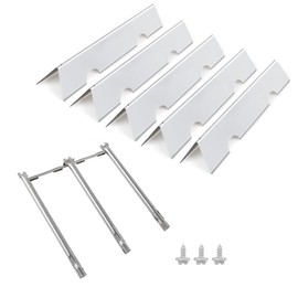 CANDANA 15.3 Inch 7636 Flavorizer Bars with 69787 Burner for Weber Spirit and Spirit II 300 Series with Front Control, Spirit E310 E320 E330 S310 S320 S330, Stainless Steel Replacement