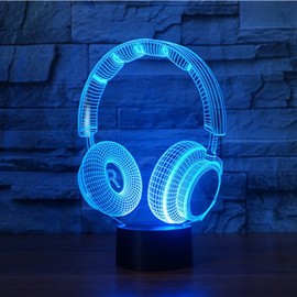 SUPERIORVZND 3D Lamp Wireless Headphone Night Light Touch Table Desk Optical Illusion Lamps 7 Color Changing Lights Home Decoration Xmas Birthday Gift