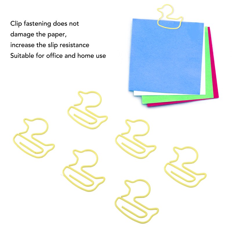 100pcs Paper Clips Cute Duck Shaped Decorative Metal Paperclips with
