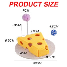EliphonTowne Felt Maze Box Cat Puzzle Toys - Cheese Shape Interactive Cat Toys for Indoor Cats Kitten, Include Springs Teaser Stick and interactive Bell Ball