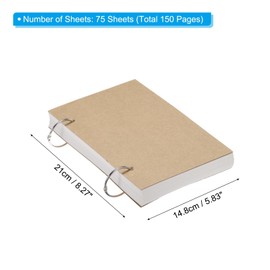 PATIKIL 6 x 8" Loose Leaf Sketch Book, 75 Sheets 150 Pages 160GSM Refillable Thickened Spiral Sketchbook for Drawing Painting Art Journal