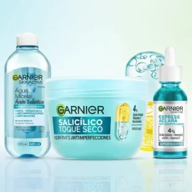 Kit Garnier: Hidratante Facial Ácido Salicílico + Sérum Anti-imperfecciones 30ml + Agua Micelar 400ml