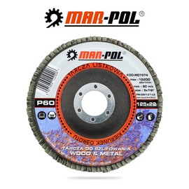MAR-POL® Professional Serrated Disc Diameter 125 mm x 22.23 mm for Metal & Steel & Wood Flap Sanding Disc P60 Grit Brown Sanding Disc Flap Discs 12200 rpm Angle Grinder Accessories