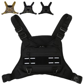 Bolsa de pecho para correr para hombre，Paquete de pecho para exterior impermeable ，Bolsa táctica para correr Multiusos y ligero con soporte para teléfono incorporado y espacio de almacenamiento