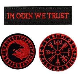 in Odin We Trust Wolf Viking Vegvisir Patch [3PC Bundle-IRON ON SEW ON]