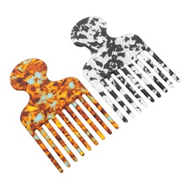 FRCOLOR 2pcs Acetate Fine Tooth Hair Combs for Precision Styling and Balayage Static Afro Picks for Men and Women Colorful Salon Hairdressing Tools for Curly and Slicked Back Looks
