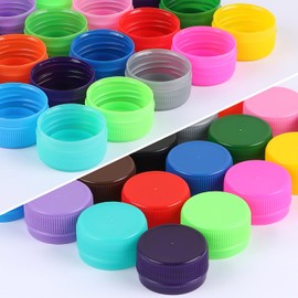 Aunifun 100PCS Plastic Bottle Caps DIY Craft Bottle Stickers Environmental Protection Bottle Caps for Intelligence Development