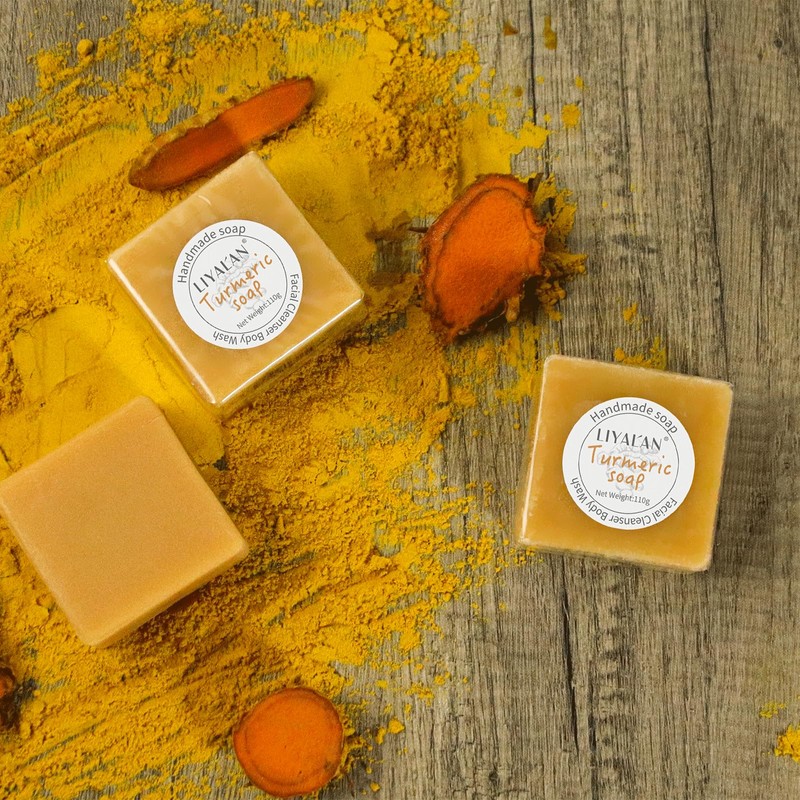 LIYALAN Turmeric Soap Bar 3.88 oz each Bar for Face