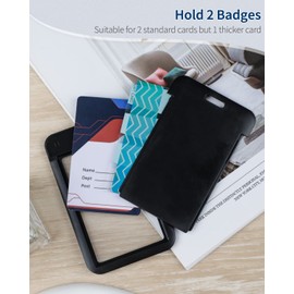 Uniclife Sliding Badge Holder Vertical Plastic Case with Retractable Badge Reel Carabiner and Detachable Lanyard Strap Hard Card Protector for ID Credit Proximity Key Card Driver’s License and Pass