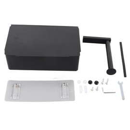 Tissue Box Cover Punch Free Rectangular Stainless Steel Tissue Dispenser Box Holder for Bathroom Kitchen Black