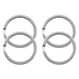 TITECOUGO 30mm KeyRings Keychain Stainless Steel Flat Split KeyRing Circular Keychain Hoops Keyring Loop Keyring Connector 4 PCS