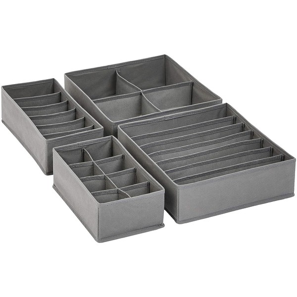 Basics Dresser Drawer Storage Organizer for Undergarments, Set of 4