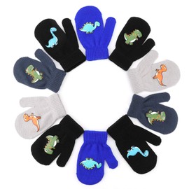 QKURT 5 Pairs Baby Gloves, Winter Knitted Mittens for 2 - 5 Years Old Girls Boys School Play, multicoloured