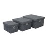 JVL Shadow Rectangular Fabric Storage Baskets with Lids, Set of