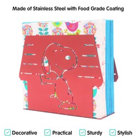 Stainless Steel Napkin Holder Stand for home RV camper kitchen table party restaurant White Dog Peanut (Red)