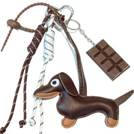 RYMAUP Dachshund Keyring, Cute Puppy Dog Bag Pendant, Lucky Charm Made of Leather, Dachshund Keyring Gifts for Favourite Person, Women, Men, Children, y2k Keyring