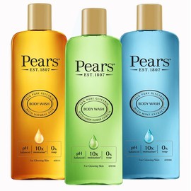 Pear Pure and Gentle Body Wash with Natural Oils 250 ml (1 Pack) & With Mint Extracts 250ml (1 Pack) & Lemon Flower Extracts 250ml (1 pack) - Pears Body Wash Bundle (Total 3 Pack)