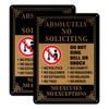AUYKTE Absolutely No Soliciting Sign 2 Pack, No Excuses, No