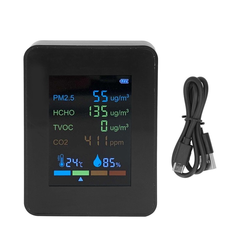 Multifunctional 6 in 1 CO2 Meter Air Quality Monitor Temperature