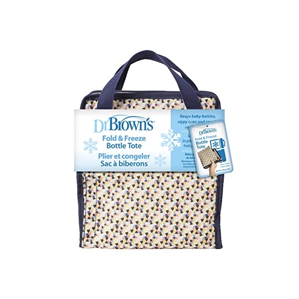 Dr. Brown’s Fold & Freeze Bottle Tote, Breastfeeding Essential Cooler Bag, 6 Baby Bottles Milk Storage - Multicolor