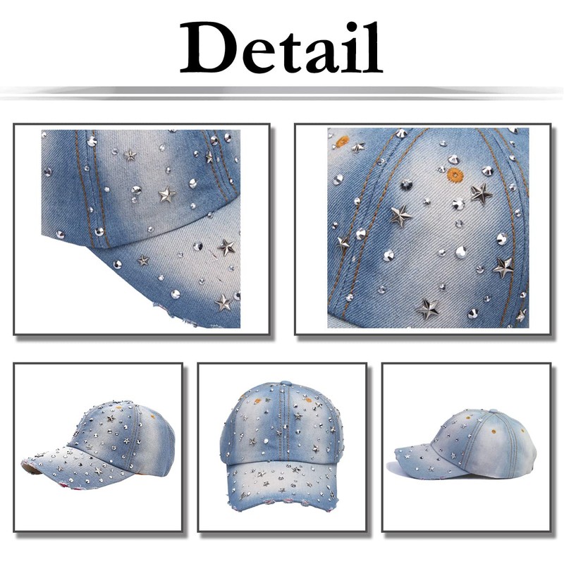 White Fang CA665 Women's Destroyed Star Pattern Hat, Sports, Running,