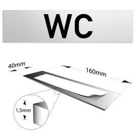 Kinekt3d Leitsysteme Sign, door sign, 160 x 40 x 1.5 mm, anodised aluminium, surface in polished stainless steel look, 100% made in Germany (WC)