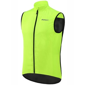 qualidyne Men's Windproof Cycling Vest – Lightweight Full-Zip Sleeveless Biking Jacket with Pockets for Cycling, Running