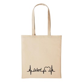 Huuraa Jute Bag Werl Heart Pulse City Heartbeat Love Gift Idea 10 Litre Shopping Bag Natural Cotton, natural