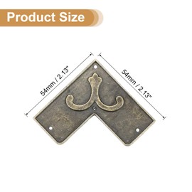 sourcing map 12Pcs Vintage Flat Corner Bracket, 2.1" x 2.1" Metal Desk Corner Protectors Zinc Alloy Decorative Edge Cover with Mounting Nails for Furniture Jewelry Box Gifts Box, Bronze