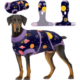 PetWarm Dog Surgery Onesie,Cone of Shame Alternatives Bodysuit for Abdominal Wounds Skin Disease Anti-Licking Soft Dog Bodysuit for Small Medium Large Dogs,Galaxy Pattern,Purple,XS