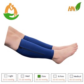 HealthyNees Seniors Care Footless 20-30 mmHg Compression Shin Calf Leg Men Women 1 Pair Zipper Sleeves (Navy, 4X-Large)