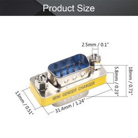 Fielect DB9 VGA Gender Changer 9 Pin Male to Male 2-Row Mini Gender Changer Coupler Adapter Connector for Serial Applications Blue Pack of 10