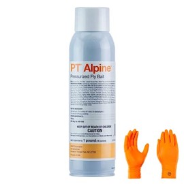 PT Alpine Pressurized Fly Bait - Fly Terminator: Long-Lasting Fly Control Solution with Baiting Properties | Includes USA Supply Protective Gloves | USA Pest Identification Card