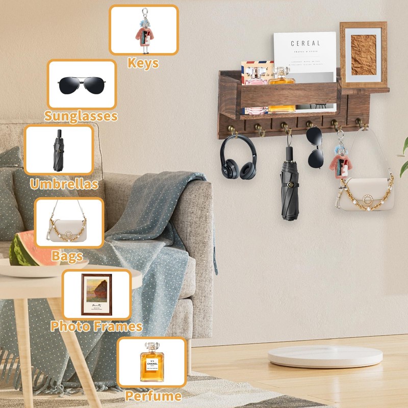 Mulaibdin Key Holder with Shelf, Key Holder Wall Wood, Key