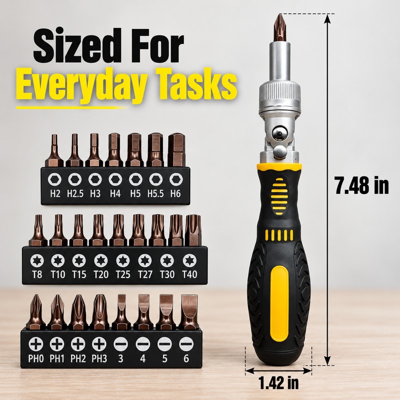 72-Tooth Dual-Way Ratcheting Screwdriver Set – Magnetic Multi-Function Hand Repair