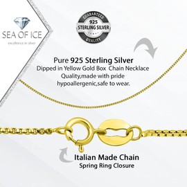 Sea of Ice Italian Box Chain Necklace – Silver Chain Necklace for Women and Men – 925 Sterling Silver Spring Ring Clasp Jewelry Chain – Multisize Silver Chain Unisex
