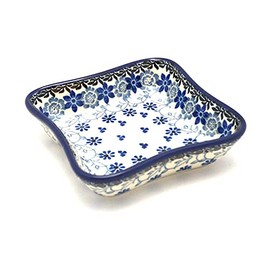 Polish Pottery Fluted Dipping Dish - Silver Lace