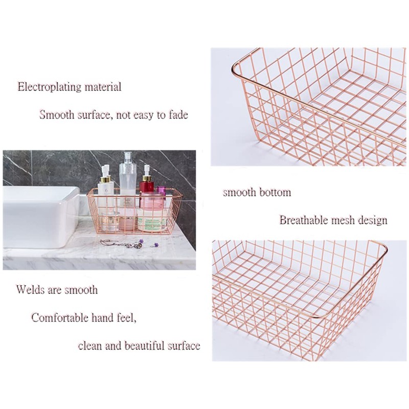 Wire Storage Basket, Organize Living Room Kitchen Bathroom Storage Basket