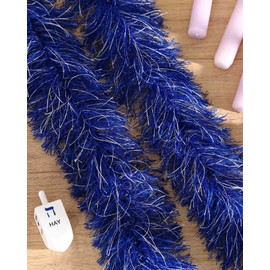 Jexine 8 Pcs Feather Boas Bulk Artificial Fluffy Boas Decor for Wedding Costume Dress Tea Party Supplies(5 ft,Dark Blue, White)