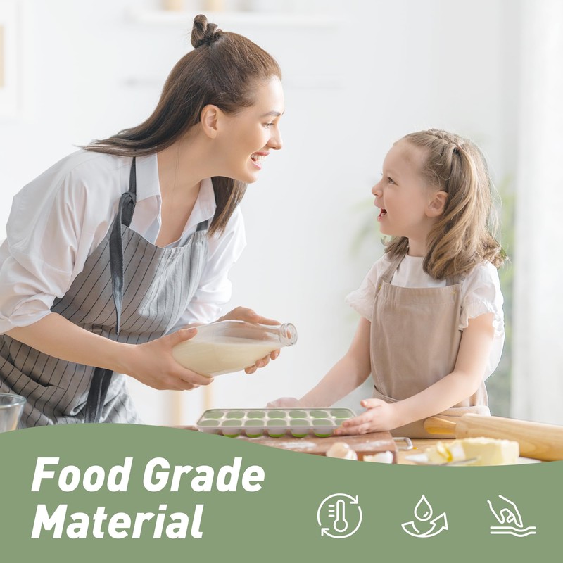 Ice Cube Tray with Lid, 4 Pack Durable Stackable Ice