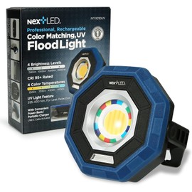 NextLED NT-1010UV Rechargeable Car Detailing Light/LED Work Light, CRI 95, 4 Color Temps, UV Light, 2000 Lumen, IP-65, Magnetic LED Mechanics Work Light, Paint Color Match Light, Gift for Mechanic