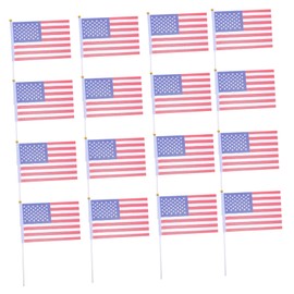 Totority 100pcs Hand Held American Stick Flags Mini Party Decorations Weatherproof for Events Festivals Celebrations Vivid Color with Hollow Poles