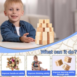 Wooden Blocks, Wooden Cubes, 30pcs 1 Inch Unfinished Natural Wood Blocks For Crafts Making,Letters Stamps, Wooden Letters,Diy Craft Gifts, Number Cubes Or Puzzle Making