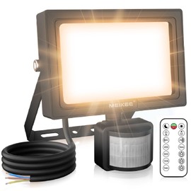MEIKEE 60 W LED Spotlight with Motion Sensor Remote Control 600-5200 LM 2700 K Warm White Outdoor Spotlight LED Floodlight IP66 Waterproof Headlight Outdoor Light for Garden Garage Sports Field