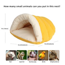 HardcorePet Large Guinea Pig Hideout Bed Cozy Floor Bed for Small Pets, Warm & Thick, Ground Use Only, Perfect for Rabbits & Rat (Yellow)