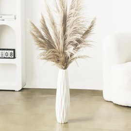 Tuioyoc White Ceramic Vase, 18" Tall Vase for Floor Table Decorative Large Vases for Living Room Modern Home Decor Office Bedroom, Big Standing Flower Vase with Glossy Glaze (18 Inch Tall)