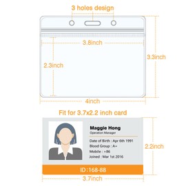 Soleebee ID Card Holder Waterproof Plastic Transparent Card Holder ID Card Sleeves ID Card Holder Name Tags Protective Cover for ID Cards School Office (24 Pieces Horizontal - Women)
